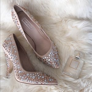 TOPSHOP Glitz Statement Nude Pumps - Size 7.5
